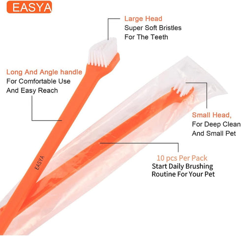Double Headed Pet Dog Toothbrush for Small Dogs/Soft Bristles Puppy Long Handle Tooth Brush Dogs Teeth Cleaning/Bulk Toothbrushes Dental & Oral Ca...