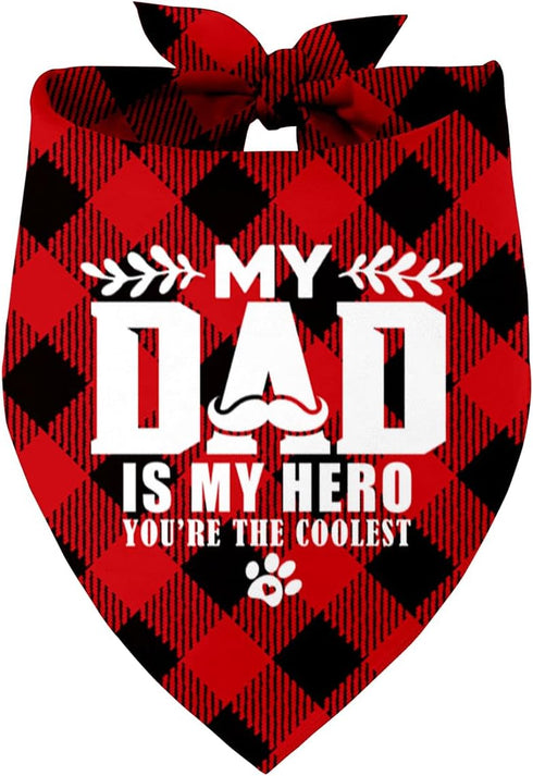 Daddy is My Super Hero Dog Bandana, Dad Gift Dog Bandana, Pet Scarf Accessories, Printed Dog Bandanas Gift for Dog Lover Birthday, Christmas, Fath...