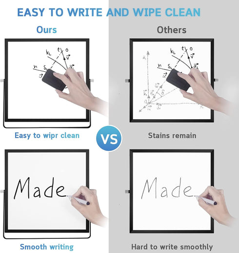 Desktop WhiteBoard 10” X 10”, Magnetic Double-Sided Mini Dry Eraser White Board Easel, 360° Reversible to Do List Notepad, Portable Tabletop Memo ...