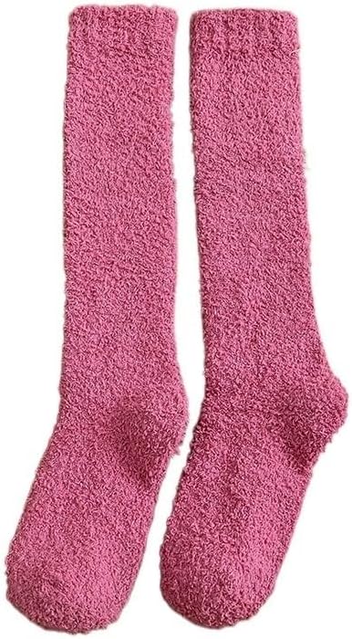 Winter Warm Coral Fleece Thermo Socks Women Knee High White Socks for Girls Soks Solid Thicken Plush Sleep Socken...