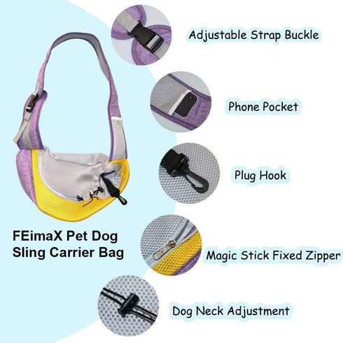 FEimaX Pet Dog Sling Carrier Puppy Pet Slings Bag for Small Dogs Cats Satchel Carriers Breathable Mesh Hand Free with Adjustable Strap Doggie Cros...