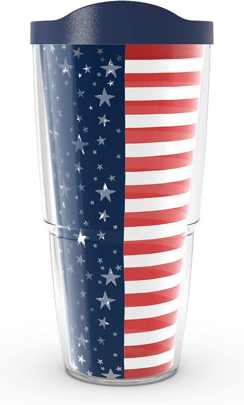 Tervis Americana Stars Stripes Made in USA Double Walled Insulated Tumbler Travel Cup Keeps Drinks Cold & Hot, 24oz, Classic...
