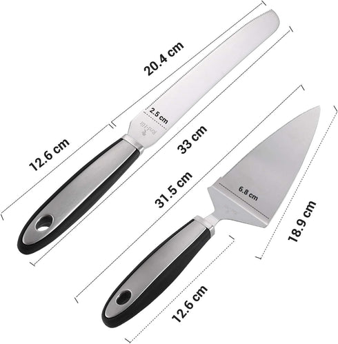 Cake Cutting Set for Wedding Cake Knife and Server Set, Cake Cutter and Pie Spatula, Cake Server and Knife Set of 2 with Thickened Stainless Steel...