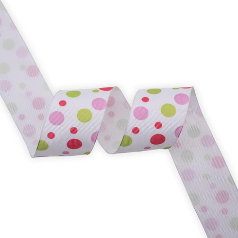 Grosgrain Polka Dot Craft Wired Ribbon,1-1/2 Inch,10 Meters Spool,White with Multi Dots,Use for DIY Gift Wrapping Wreath Floral Arrangement Bow De...