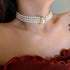 Boho 3 Tier Multilayer Dainty Rhinestones Pearls Chunky Short 1920s Choker Necklace...