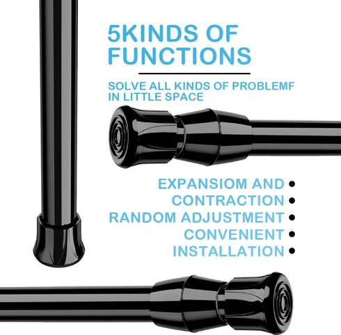 AIZESI Spring Tension Curtain Rods Short Tension Rod (Black,17" to 28"-2Pcs)...