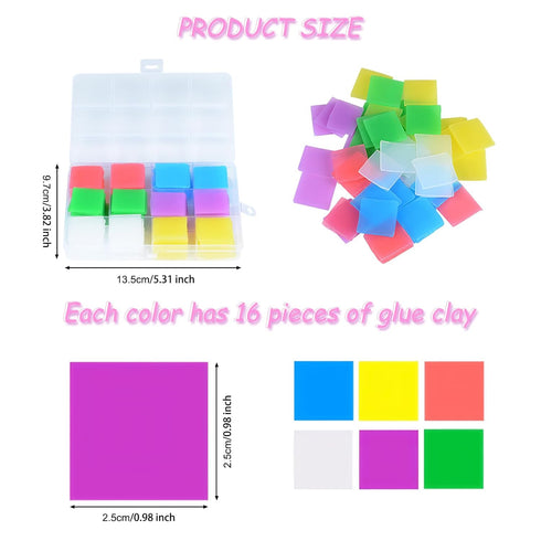 Ninonly 96 Pcs Diamond Painting Glue Clay Wax, DIY 5D Diamond Art Accessories Tools Supplies Set with Storage Box, 6 Colors...