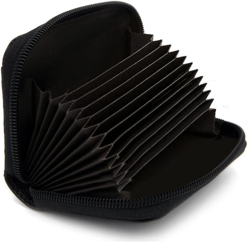 RFID Blocking Genuine Leather Credit Card Case Holder Security Travel Wallet - Black...