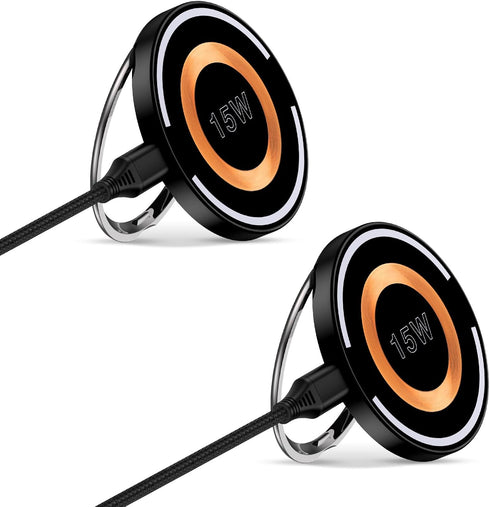 Magnetic Wireless Charger Pad, 2 Pack15W MagSafe Charger Fast Charging Kick Stand Phone Holder for iPhone 15/15 Pro/15 Plus/15 Pro Max/14 13 12,Sa...