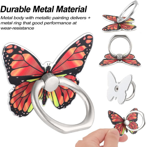 Multi-Function Mounts and Holder Three Pack Blue&Yellow&Pink Butterfly Metal Phone Ring Stand for Cellphones&Tablets...
