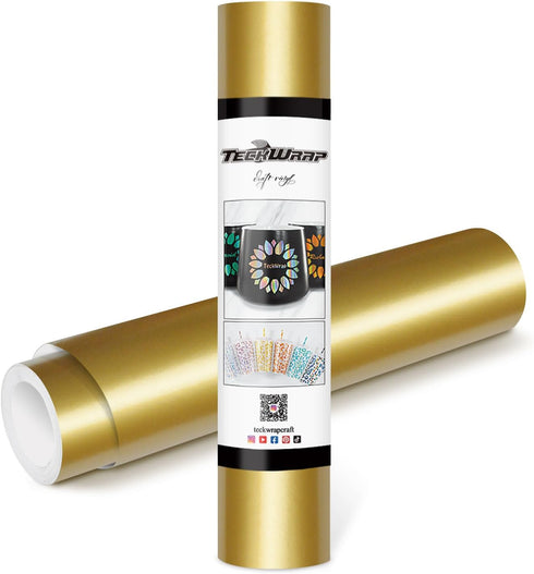 TECKWRAP Gold Adhesive Vinyl Glossy Gold Vinyl Wrap Matte Gold Vinyl Permanent 12" x 10ft, Glossy Gold...