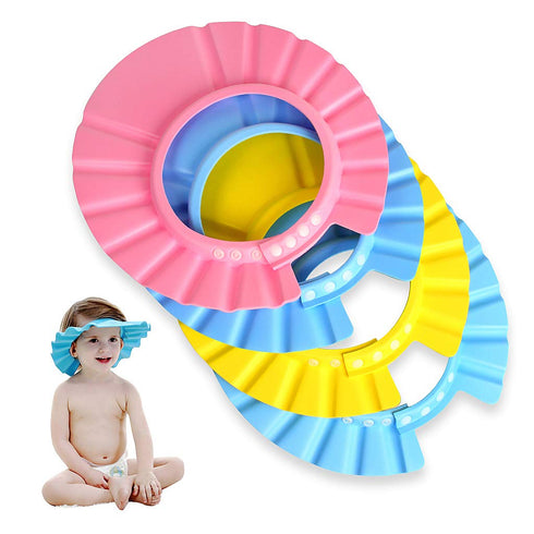 EWIN(R) 4pcs Soft Adjustable Baby Kids Children Shampoo Bath Bathing Shower Cap Hat Wash Hair Shield Hat...
