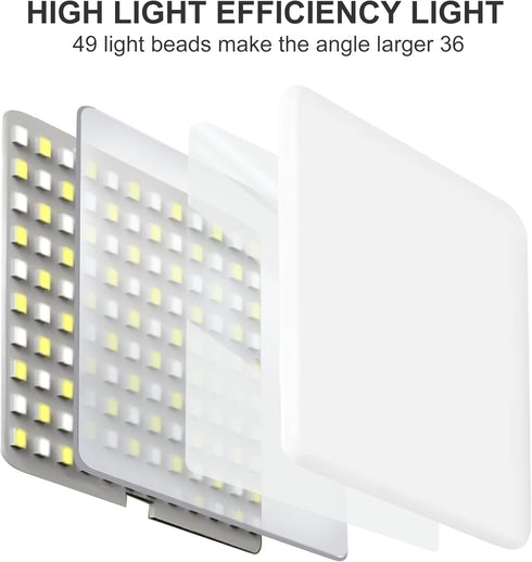 49 LED Selfie Light,Video Light,Phone Light Clip,200mAh,Adjusted 3 Light Modes,Portable Camera Light Panel 0-360° Color, DSLR Lighting for iPhone,...