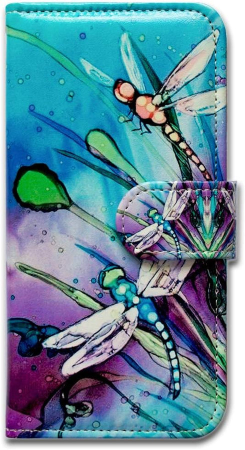 Case for iPhone 12 Mini, Cute Dragonfly Leather Flip Phone Case Wallet Cover with Card Slot Holder Kickstand for iPhone 12 Mini...