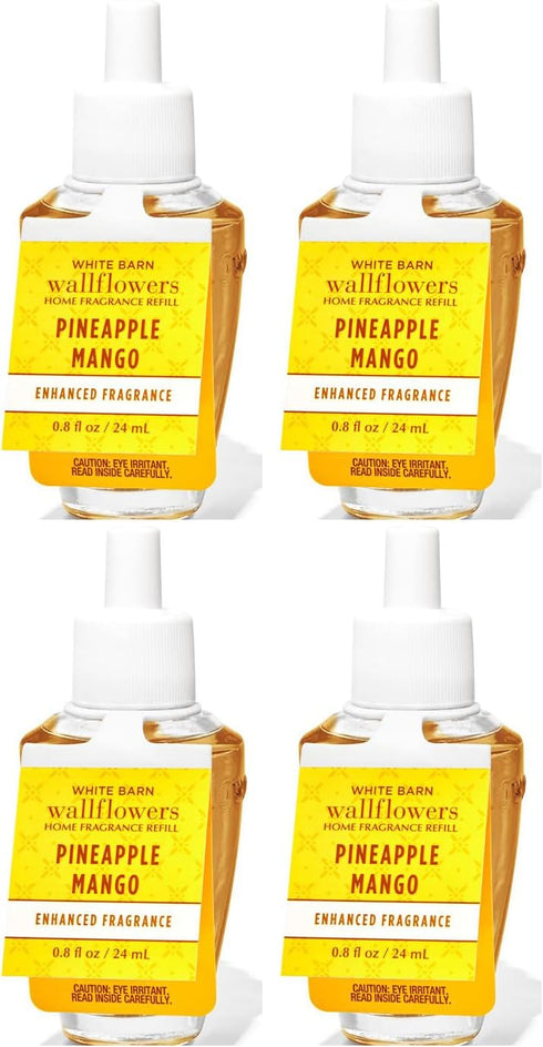 Bath and Body Works 4 Pack Pineapple Mango Wallflowers Fragrance Refill. 0.8 fl oz....