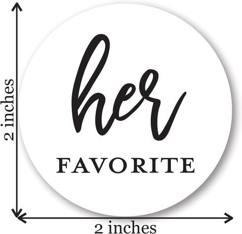 2" Round His Favorite Her Favorite Wedding Favor Stickers - 80 cnt (40 of Each) (Black on White)...