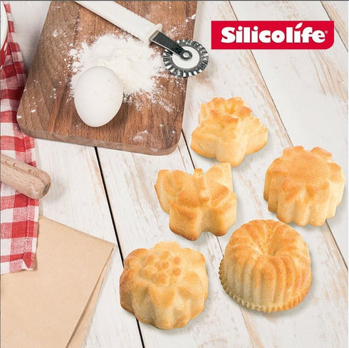 Food Grade Silicone Cake Mold, Muffin Baking Pan with 12 Cavity Flowers and Heart Shape Non-Stick 2-Pack Silicone Bakeware for Chocolate, Cupcake,...