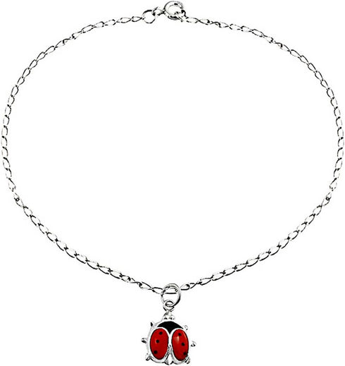 Bling Jewelry Garden Red Ladybug Queen Bumble Bee Charm Anklet Link Ankle Bracelet For Women Teens 14K Gold Plated .925 Sterling Silver Adjustable...