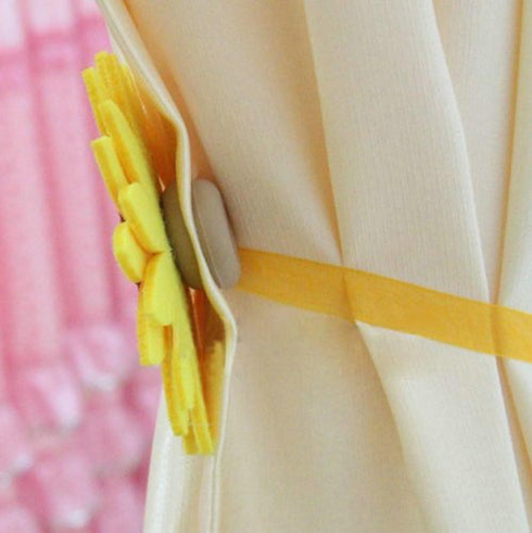 1 Pair Sunflower Curtain Magnetic Tiebacks Non-Woven Fabric Countryside Rural Style Curtain Tie Holdbacks Accessories...