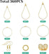 YaeYur 360pcs Beading Earring Supplies 60pcs Teardrop Round Beading Hoop Earrings 100pcs Beading Earring Hooks 100pcs Open Jump Rings 100pcs Butte...