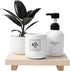 Bathroom Counter Organizer Wood Pedestal Stand Farmhouse Decorative Tray Soap Holder for Kitchen Decor, Burlywood...