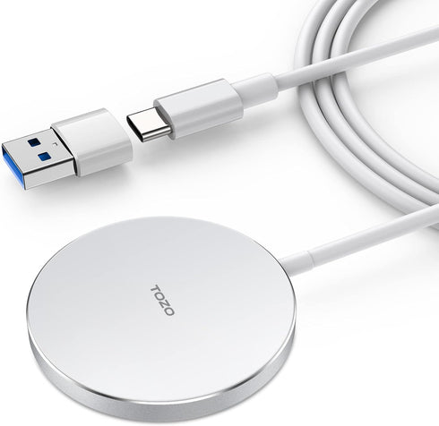 TOZO W6 Wireless Magnetic Charger, 15W Fast Charging Pad with Aviation Aluminum Numerical Control Technology Compatible with iPhone 15 14 13 12 Se...