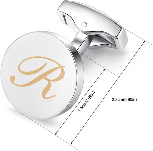 HONEY BEAR Initial Alphabet Letter Cufflinks Tie Clips Set for Mens Gift...