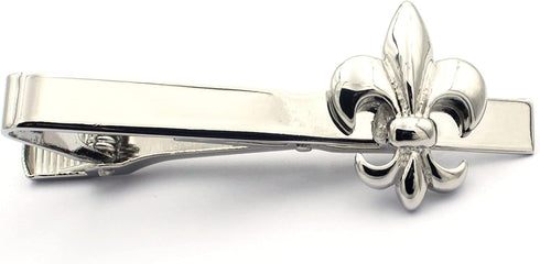 Fleur De Lis Cufflink and Tie Bar/Clip Set (Silver)...