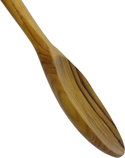 FAAY 12.5 Inch Wood Utensil Set (2 PCS), Teak Wooden Right Hand Spatula & Flat Spoon, 100% Natural from High Moist Resistance Teak Wood, Healthy W...