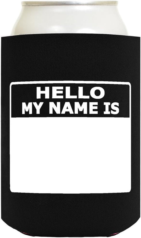 Personalized Can Cooler Hello My Name is Name Tag Set 6-Pack Can Drink Sleeves and Marker...