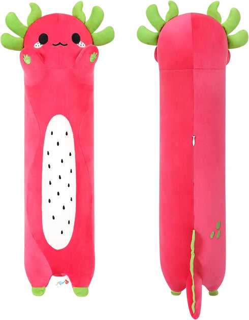 PEACH CAT Long Dragon Fruit Axolotl Stuffed Animal Kawaii Pitaya Axolotl Plush Pillow Toy for Girls and Boys 19.6"...