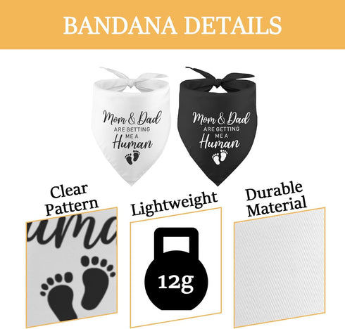 2 Pack Mom&dad are Getting Me a Human Dog Bandana Pregnancy Announcement Gender Reveal Baby Announcements Ideas Photo Prop Pet Scarf Pet Accessori...