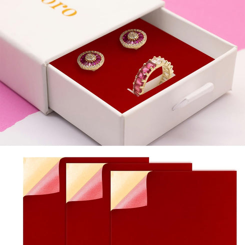 10 PCS Self Adhesive Felt Sheets, 8.3" x 11.8" Velvet Flock Backing Paper Liner Felt Wallpaper for Jewelry Drawer Craft Box Felt Liner (Red)...