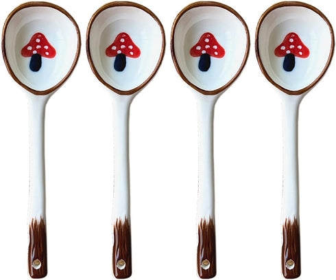 Vintage Ramen Soup Spoons, Ceramic Asian Soup Spoons Tablespoon, Rice Noodles Dinner Serving Spoon, Dessert Spoon, Ladles for Pho Miso Cereal Sauc...
