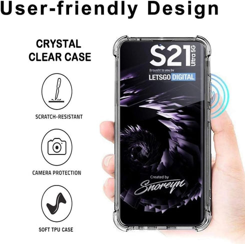 Folmeikat Compatible with Samsung Galaxy S21 Ultra 5G Clear Phone Cases, Shockproof Flexible TPU Protective Cover,Drop-Protection and Anti-Scratch...