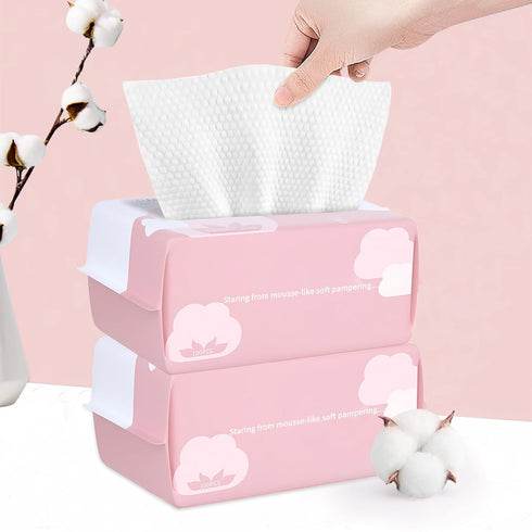 Disposable Face Towel Face Cloths for Washing Soft Cotton Dry Wipes Facial Cloths Towelettes for Washing and Drying, 200 Count Facial Tissue for C...