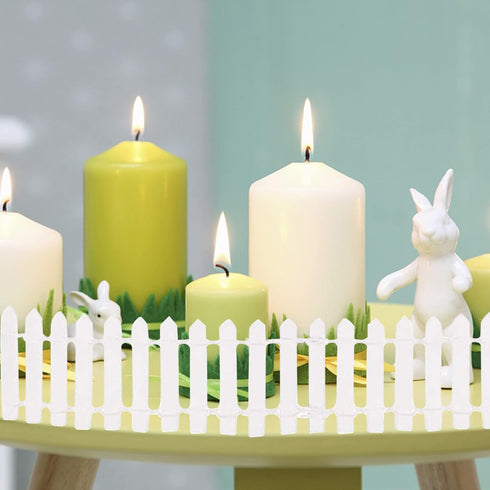 Miniature Fairy Garden Fence, DIY Wood Picket Fence Mini Ornament for Dollhouse (White Two Packs)...