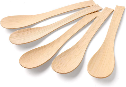 Bamboo Utensils Disposable -100PK Bamboo Soup Spoons 6.7" Disposable Compostable Spoons for Eating 100% Biodegradable Renewable Natural Travel Cut...