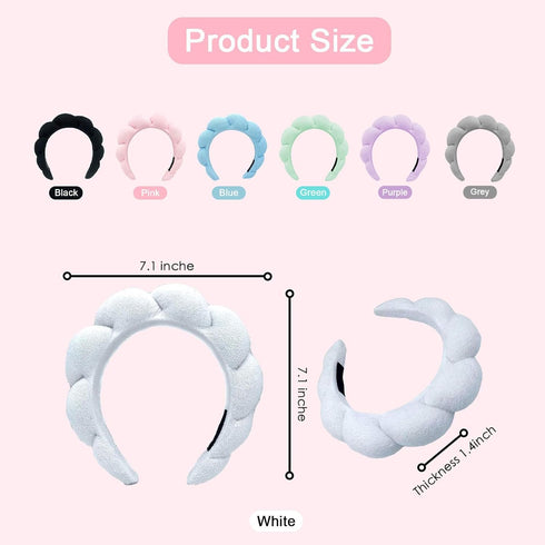 Spa Headband for Women, Sponge Headband for Washing Face, Makeup Headband, Skincare Headbands for Makeup Removal, Shower, Hair Accessories(Pink,Bl...
