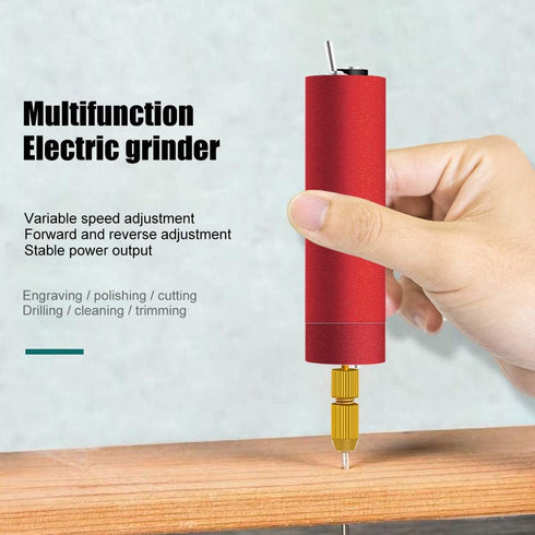DIY Hand Electric Drill Mini DIY Grinding Polishing Engraving Machine Tools Set Cordless Rotary Tool (USB Aluminum Drill + Three Bits) (Red)...
