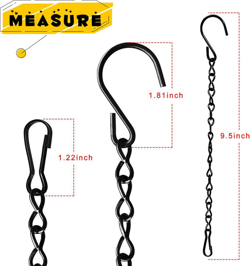 6 Pack 9.5 Inch Hanging Chain for Bird Feeders, Planters, Lanterns, Wind Chimes, Billboards, Chalkboards and Ornaments (Black)...