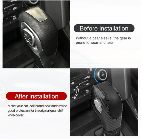UGSHY 1 PC Car Leather Gear Shift Knob Cover, Automatic Transmission Car Boots Shifter Lever Knob Trim, Compatible with Ford Maverick Esports Mond...