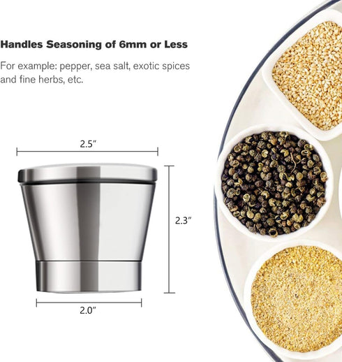 Stainless Steel Pepper Mill Shaker and Salt Grinders?Mill Salt & Pepper Lid - Easy To Use and Adjustable Salt and Pepper?Stainless Steel Grinder T...