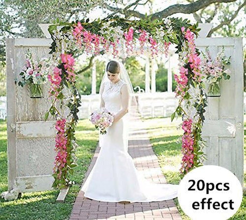 DearHouse 4Pcs 6.6Ft/Piece Artificial Flowers Silk Wisteria Garland Artificial Wisteria Vine Rattan Silk Hanging Flower for Home Garden Outdoor Ce...