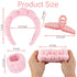4pcs Face Wash Headband and Wristband Set Pink Wrist Bands for Washing Face Sponge Makeup Headband Puffy Skincare Head Band Terry Cloth Spa Hairba...