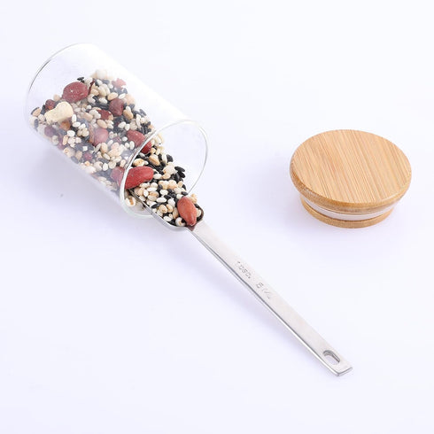 Sibba Teaspoon Long Handle Measuring Spoons Stainless Steel Metal Scoop Individual Spoons Measure Tools Portable Scales Scoop Tablespoon for Coffe...