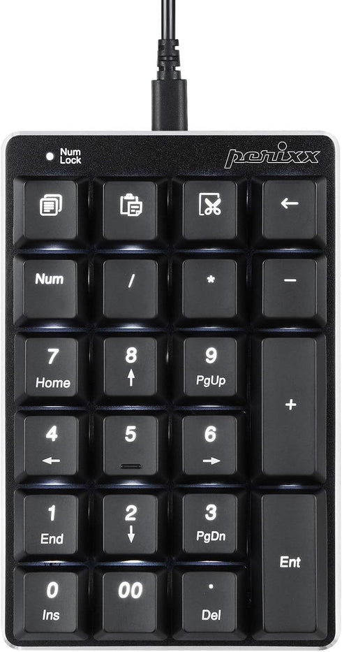 Perixx PERIPAD-303B, Backlit Mechanical Numeric Keypad - USB - Office Shortcut Keys - Full Size 22 Keys - Kailh Brown Switch Keys...