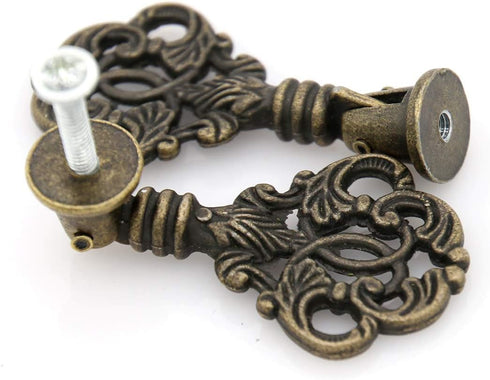4 PCs Vintage Pendant Pull Handles - Antique Brass Drop Pulls for Cabinet Dresser Wardrobe - Height 2-13/64" (56 mm), Pendant Width 1-17/64" (3.2 ...
