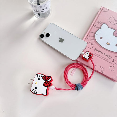 Cute Cartoon Charger Protector Case - Compatible for iPhone 18W 20W USB-C Power Adapter and Lightning Cable (07)......