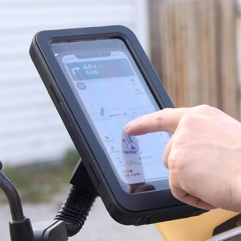 Black Waterproof Bike Protects Phone Mount Case Holder Handlebar, Phone Fits Perfectly Boxs Strong Sturdy Well-Built Mountain Frame Touch-Screen S...